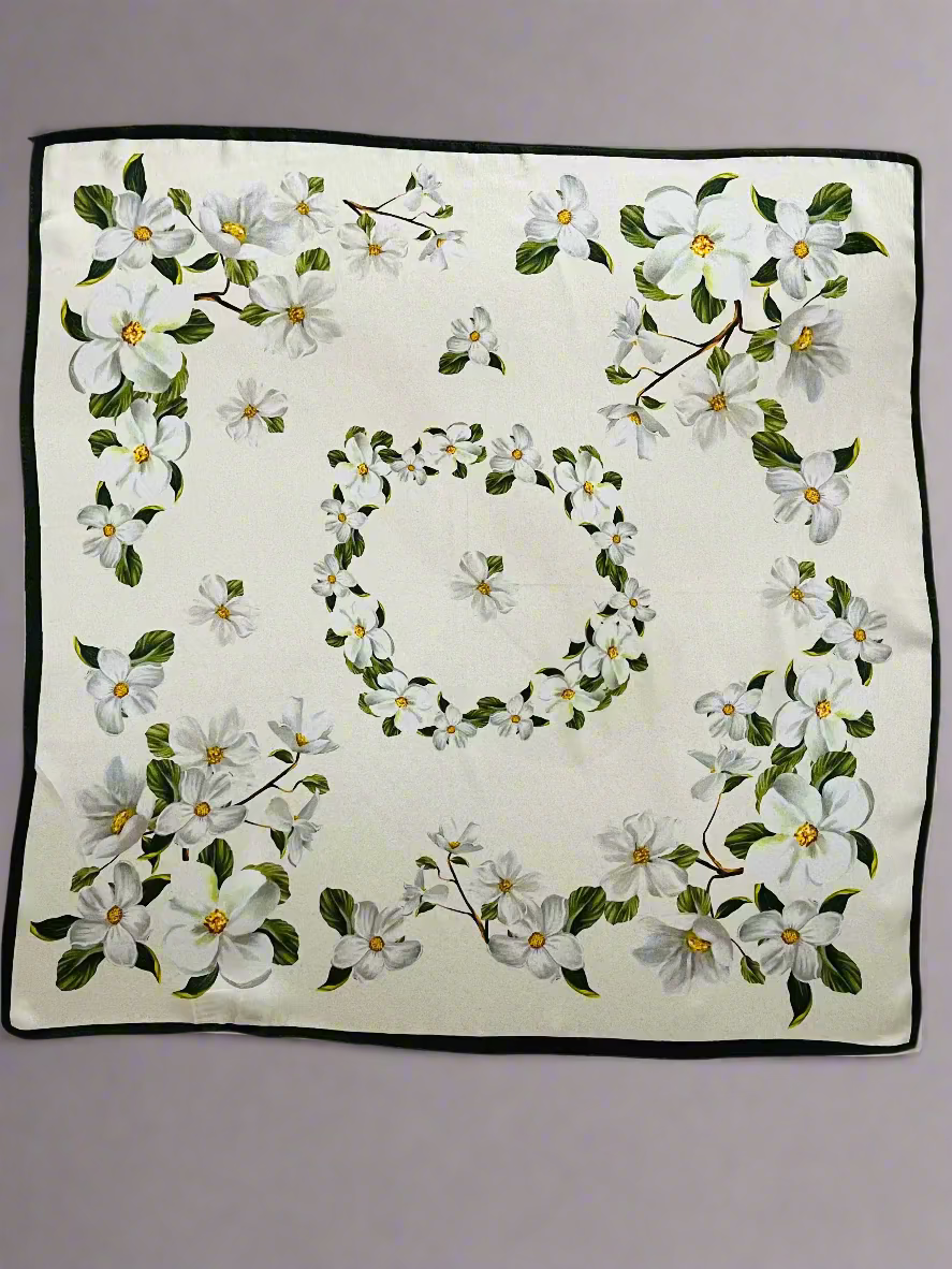 Silk square scarf - Magnolia Blanche