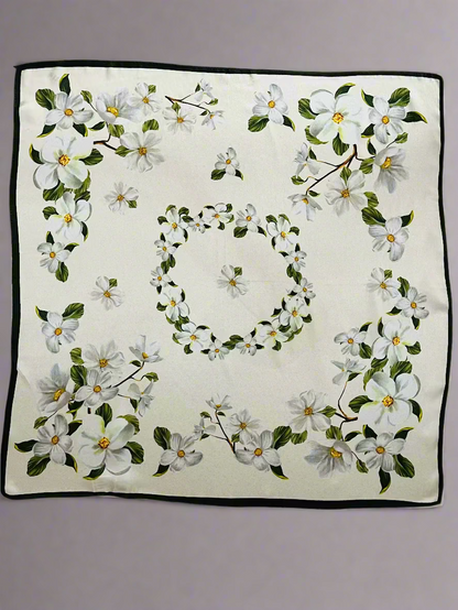 Silk square scarf - Magnolia Blanche